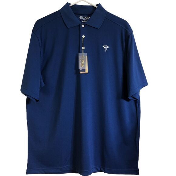 PGA Other - PGA men’s authentic performance polo Sz M‎ golf blue short sleeve front logo NWT